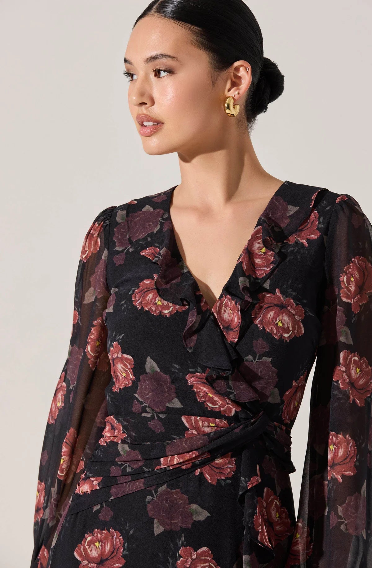 ASTR THE LABEL Corrina FLORAL BLACK Dress