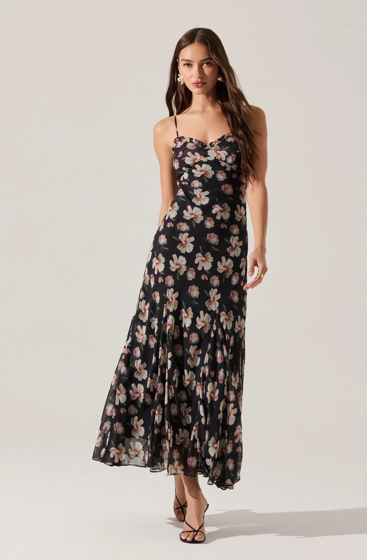 ASTR THE LABEL Maeryn Black Floral Dress