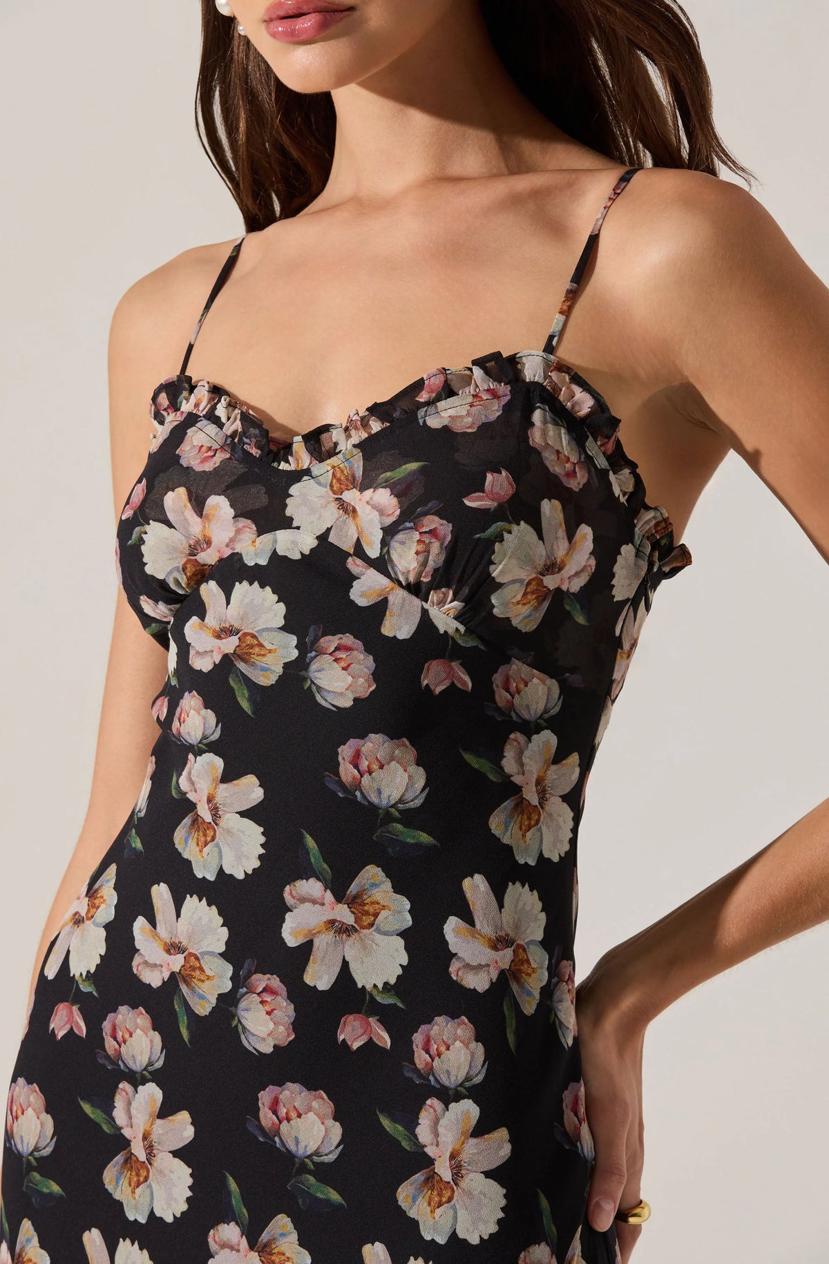 ASTR THE LABEL Maeryn Black Floral Dress