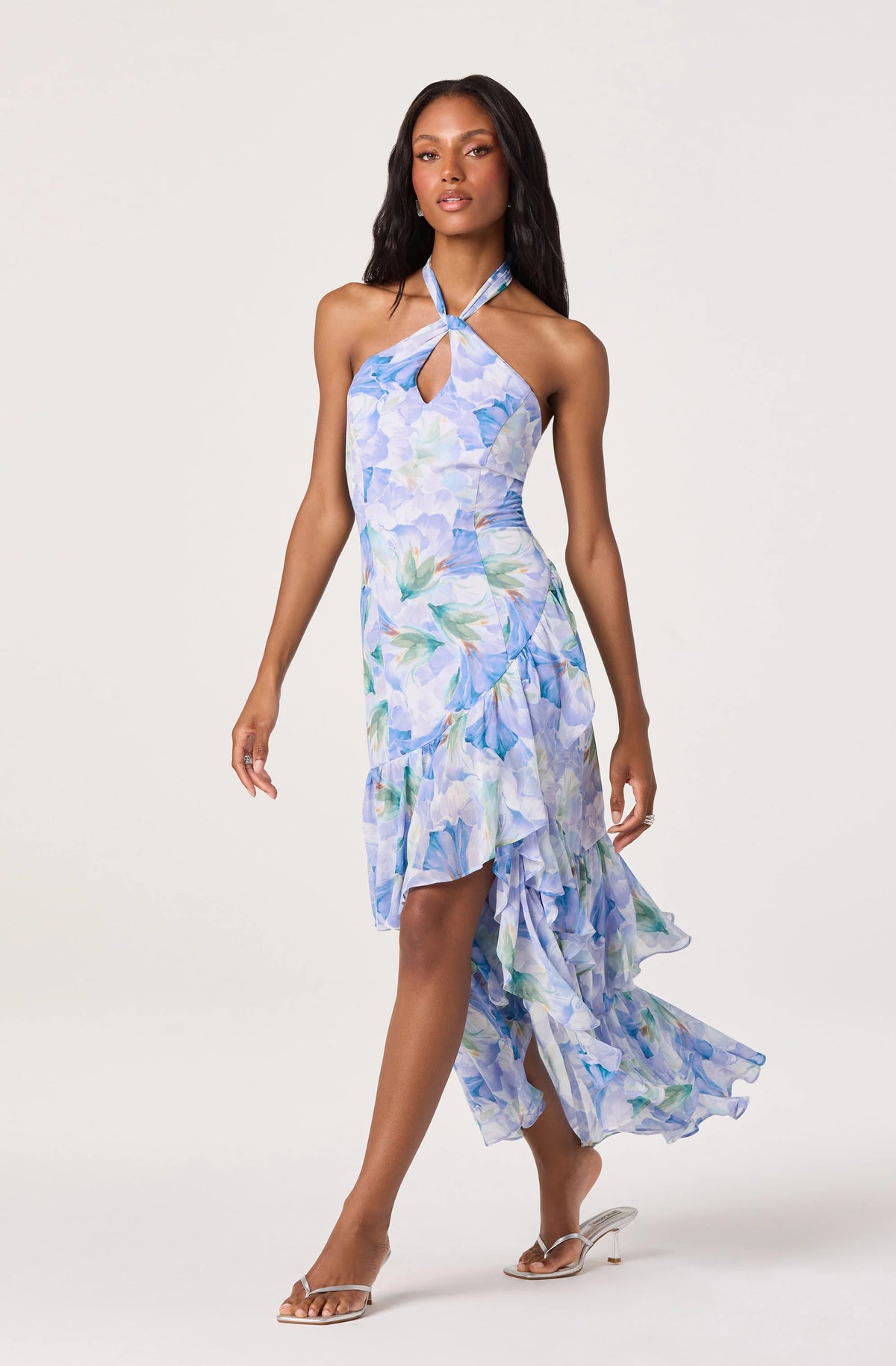 ASTR The Label Bethina Blue Floral Dress