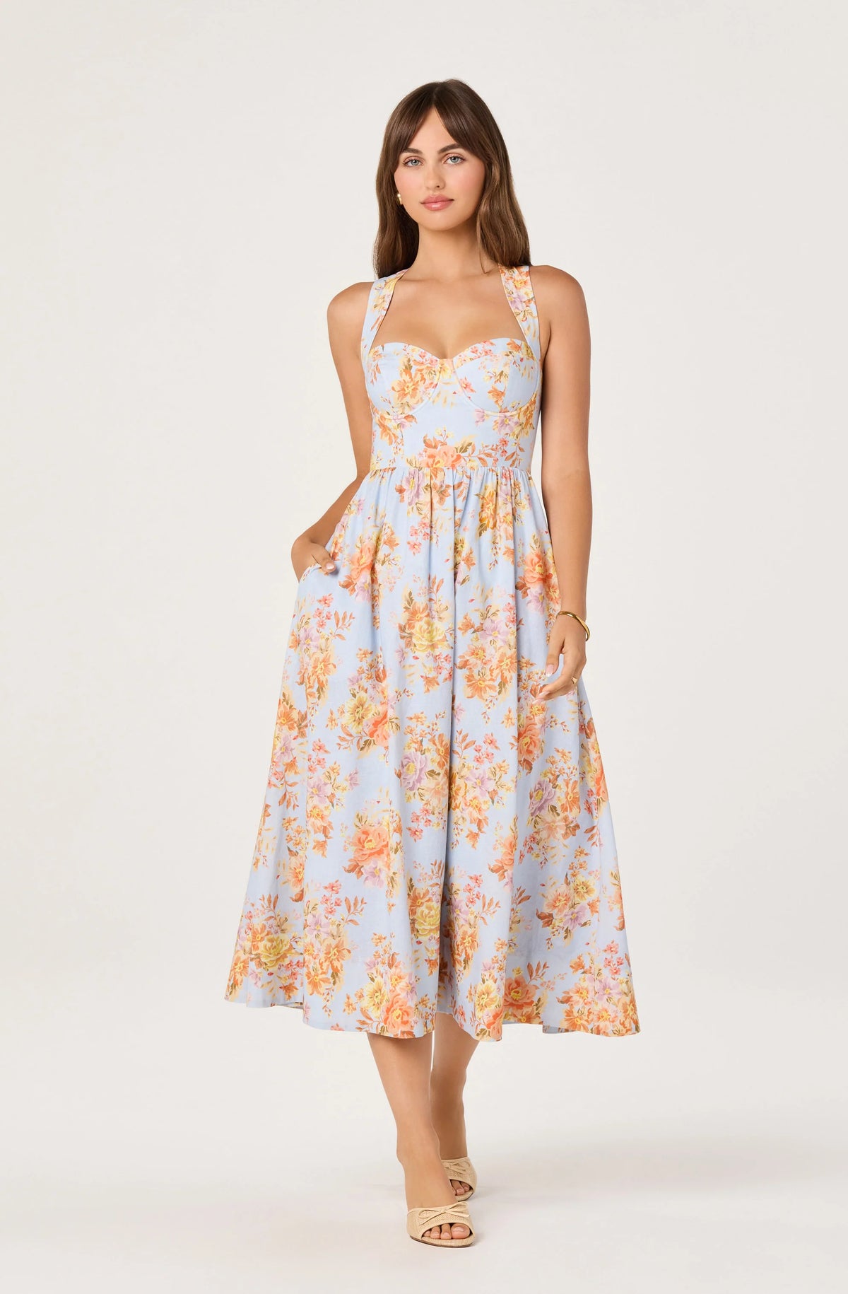 ASTR The Label Beryl Blue Floral Dress