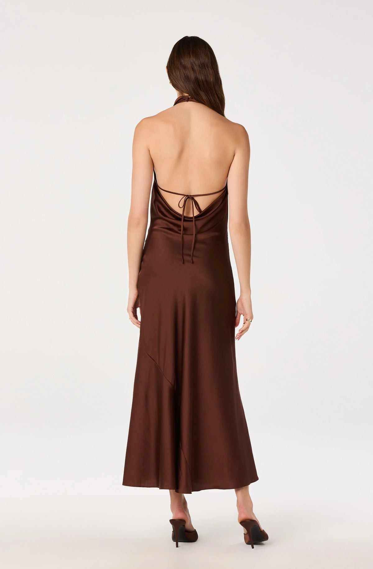 ASTR the Label Mackenzi Satin Brown Dress