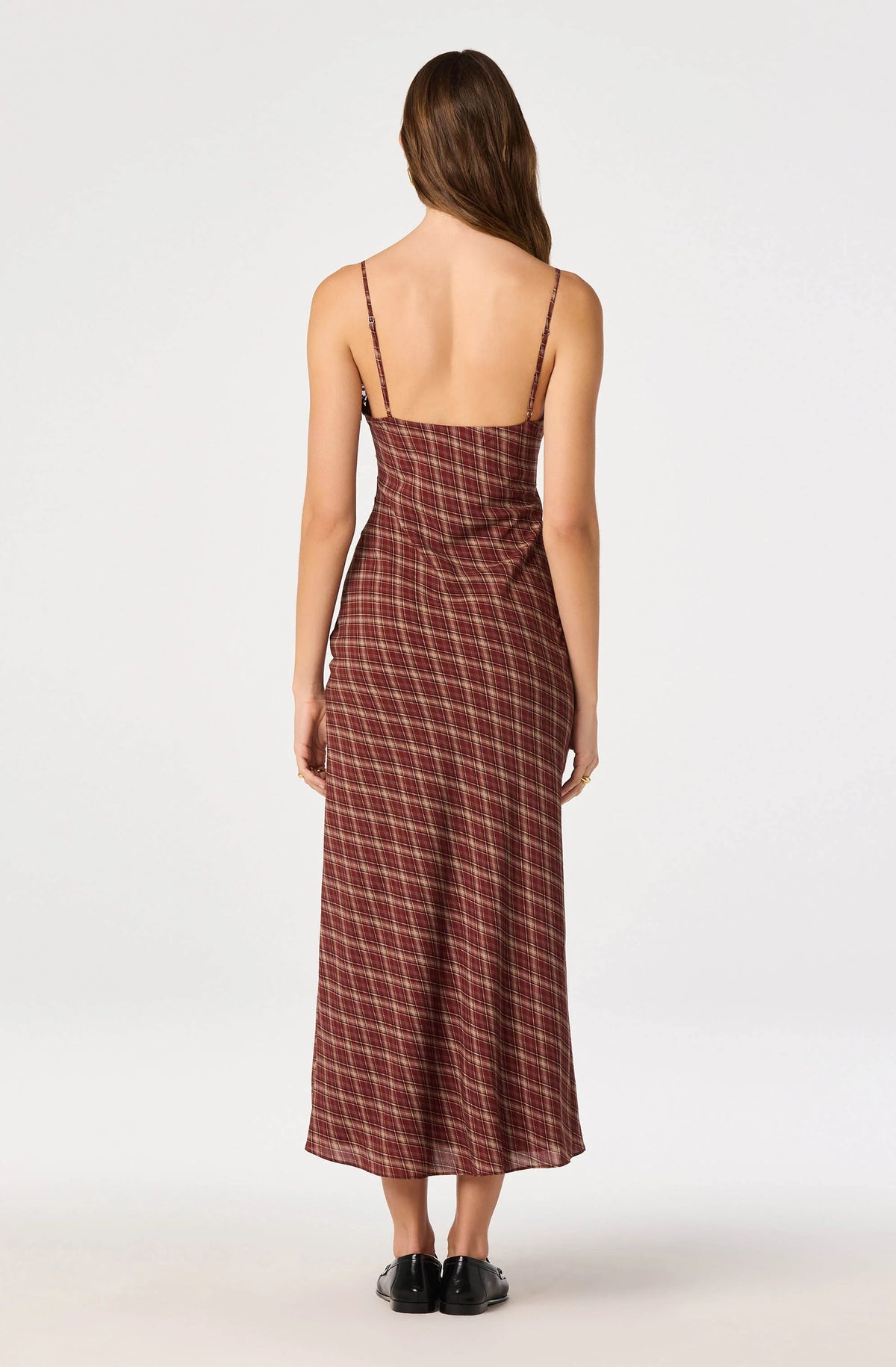 ASTR Carin Dress in Wine Plaid