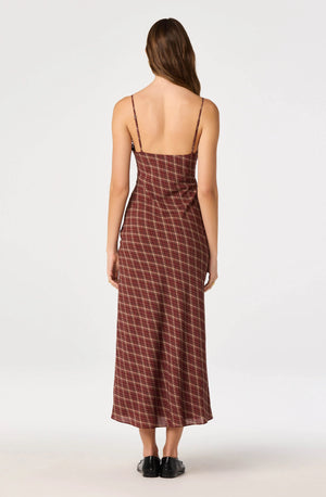 ASTR Carin Dress in Wine Plaid