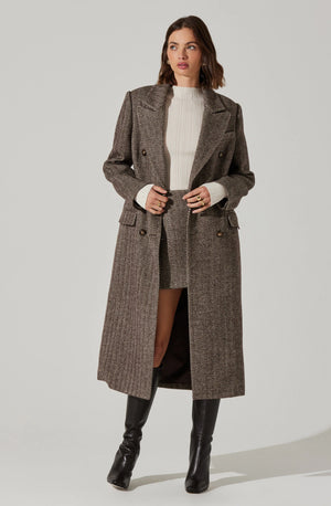 ASTR THE LABEL Morana Coat in Brown Herringbone