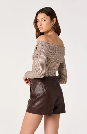 ASTR Diamante Top in Brown Gingham