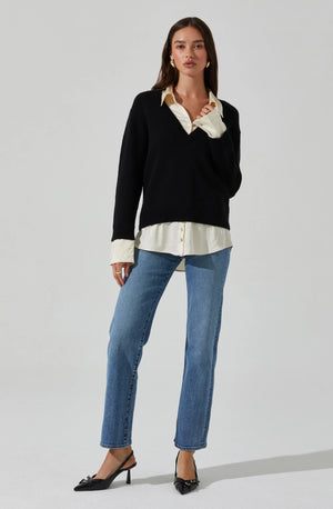 ASTR THE LABEL Jianna Black Layered Sweater