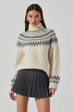 ASTR THE LABEL Leka Cream Grey Turtleneck Sweater