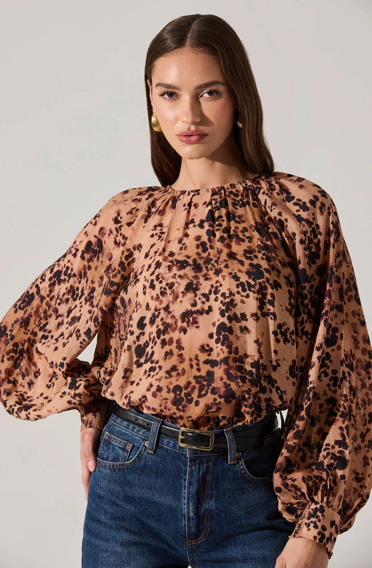 ASTR THE Label Reyen Animal Print Blouse