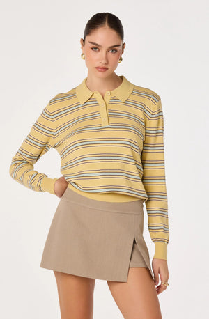 ASTR Dora Sweater in Yellow Stripe