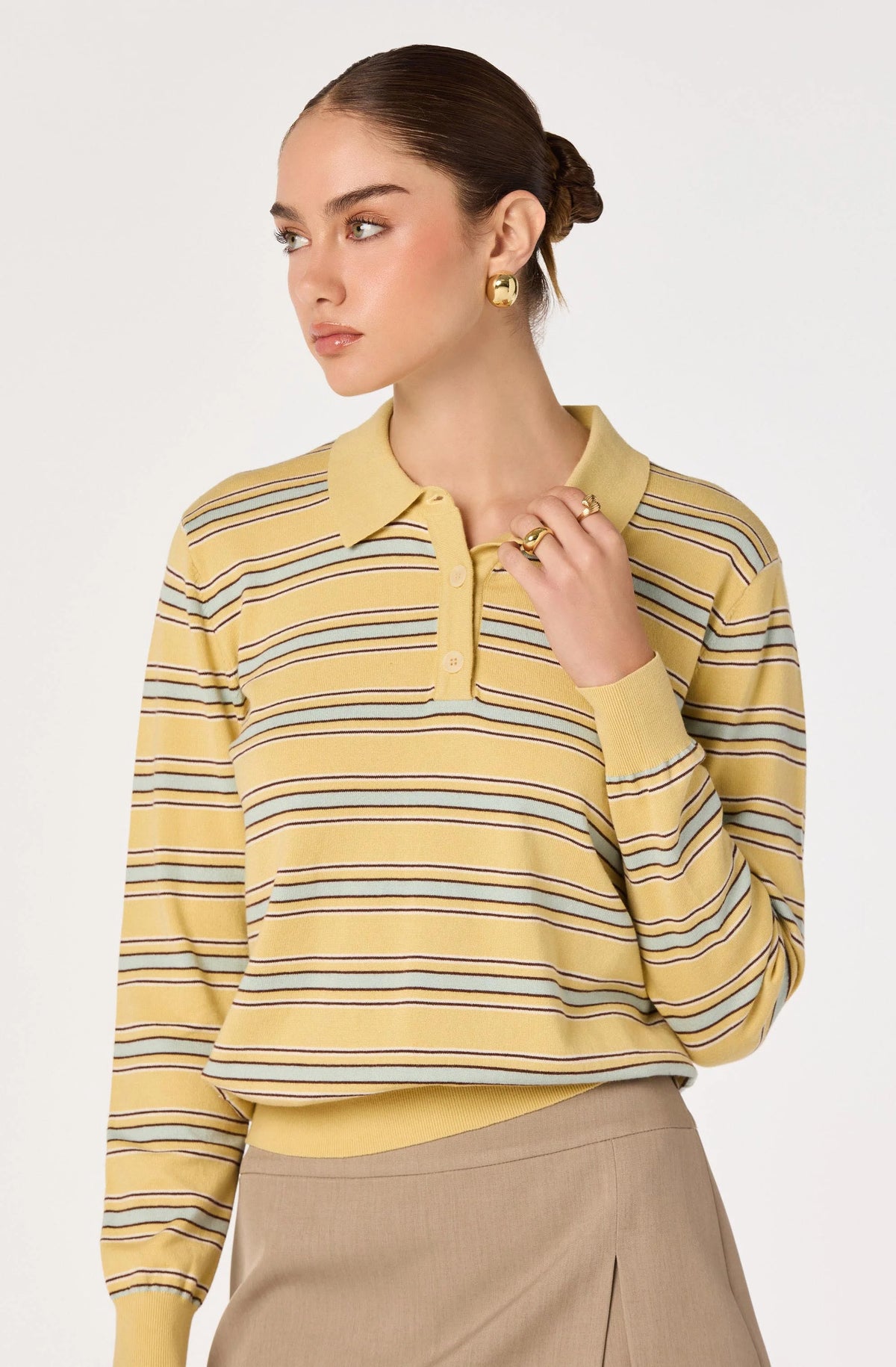 ASTR Dora Sweater in Yellow Stripe
