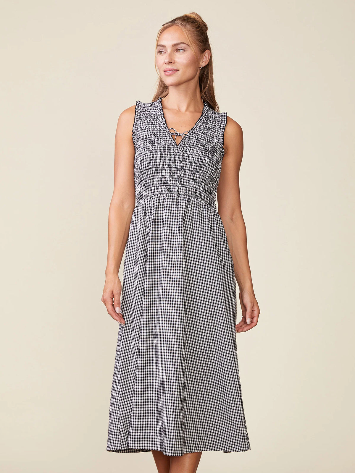 Smocked Top Gingham Dress