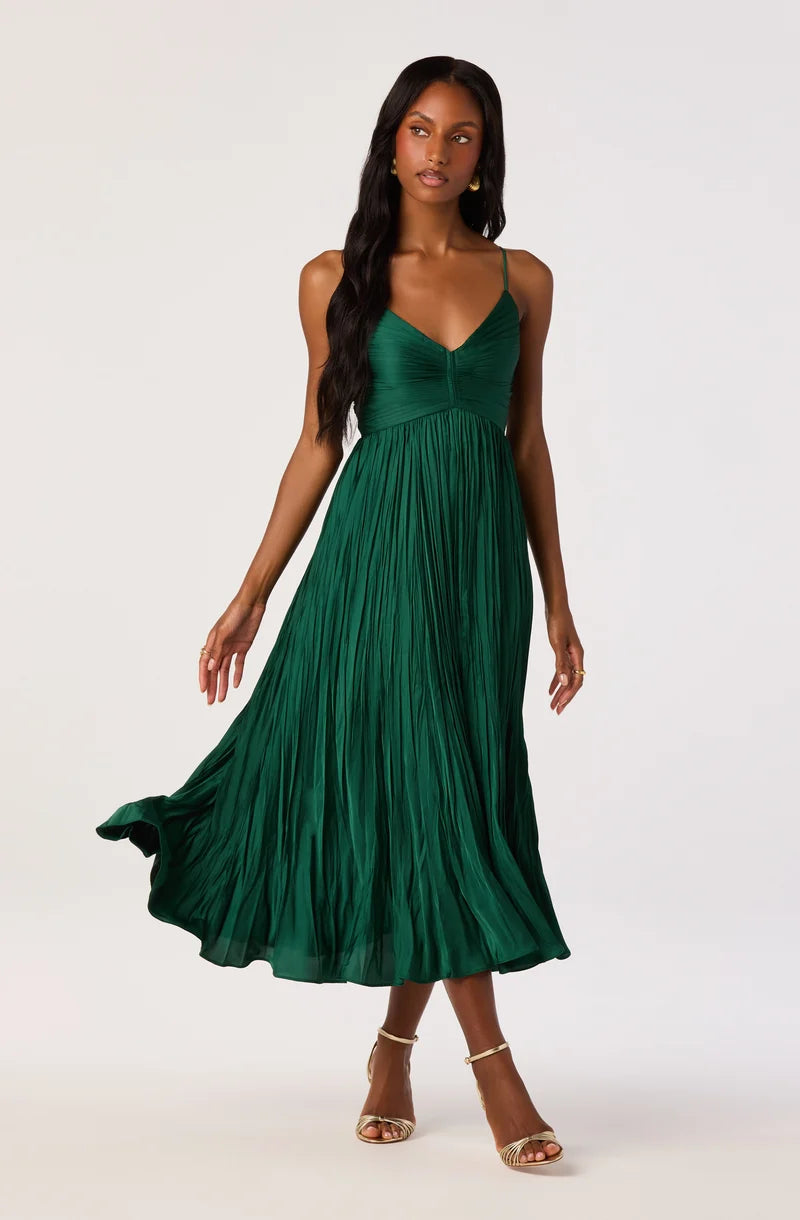 ASTR The Label Maeve Dress in Hunter Green