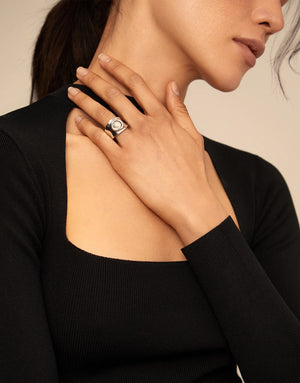 Uno De 50 Mi Talisman Silver Pearl Ring