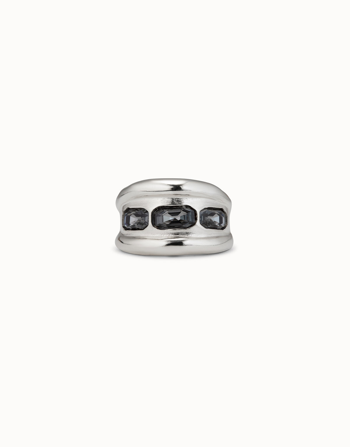 Uno De 50 Ring with 3 Grey Crystals