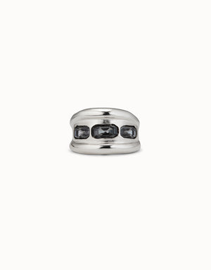 Uno De 50 Ring with 3 Grey Crystals