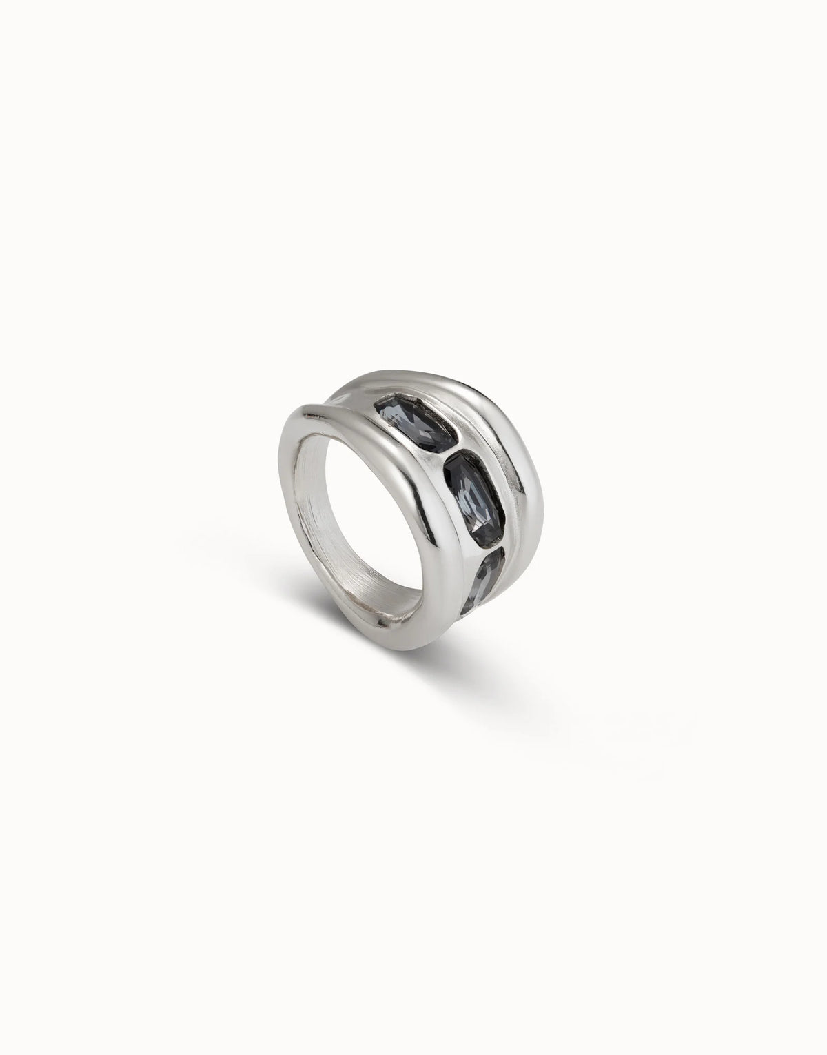 Uno De 50 Ring with 3 Grey Crystals