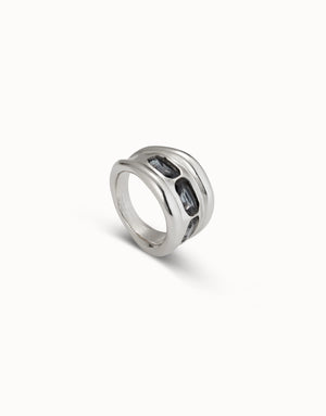 Uno De 50 Ring with 3 Grey Crystals
