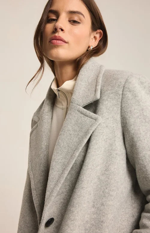 Z Supply Conway Plush Coat-Heather Grey