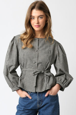 Marie Gingham Button Blouse