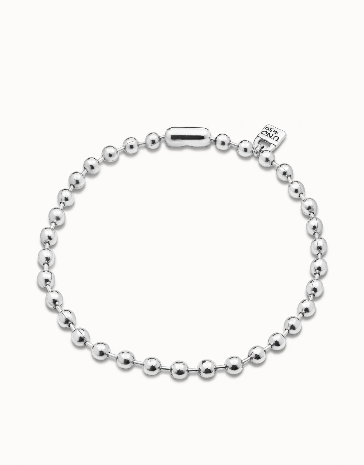 UNODE50 Short Beaded Silver Necklace with Padlock