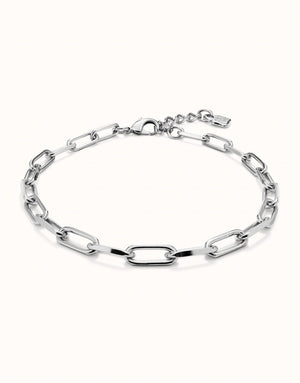 Uno De 50 Ser Valiente Paperchain Link Silver Necklace