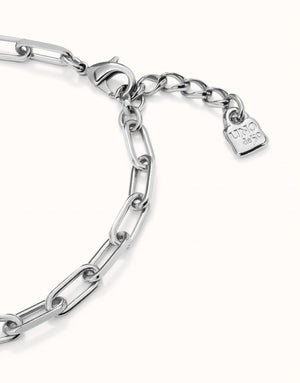 Uno De 50 Ser Valiente Paperchain Link Silver Necklace