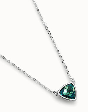 UNODE50 Pendant Chain Link Necklace with Green Crystal