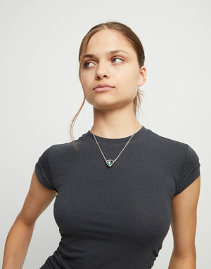 UNODE50 Pendant Chain Link Necklace with Green Crystal