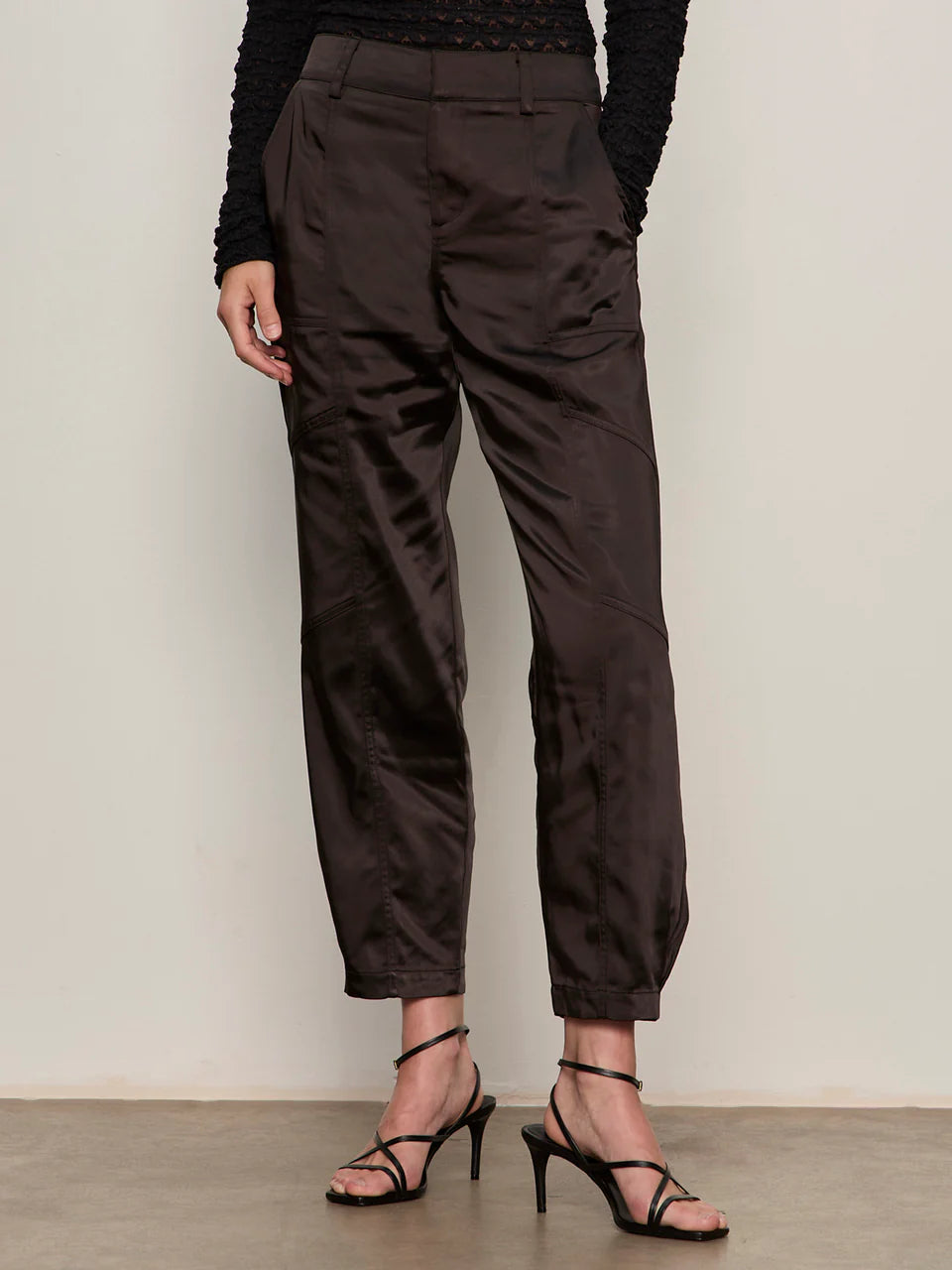 Sanctuary Sahara Satin Tappered Black Pant