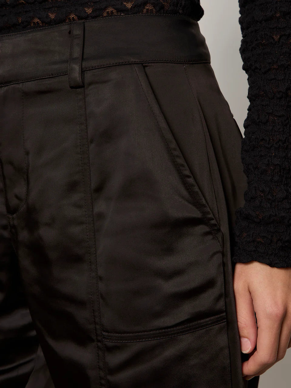 Sanctuary Sahara Satin Tappered Black Pant