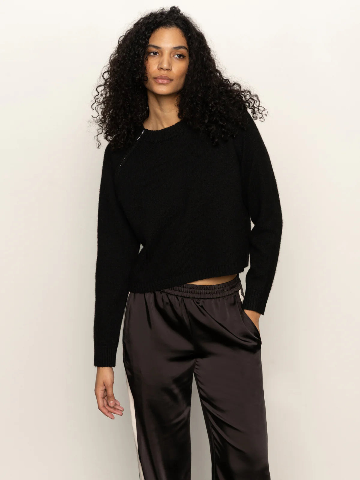 Sanctuary Zip It Black Sweater