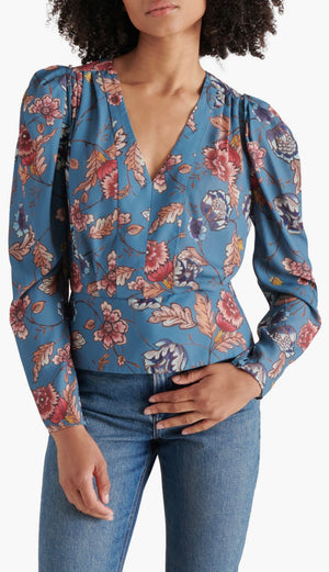 Steve Madden SAIGE Floral Cabet Blue TOP