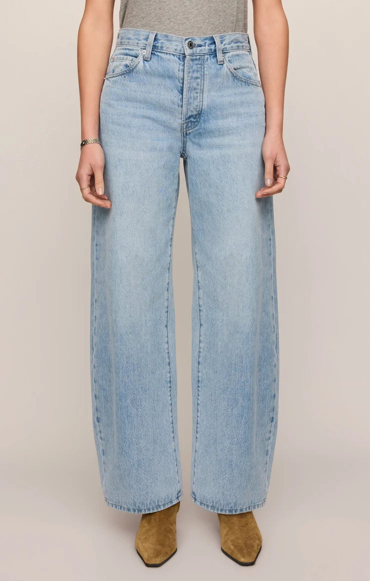 Z Supply The Show Off High Rise Bowed Denim in Indigo Bloom