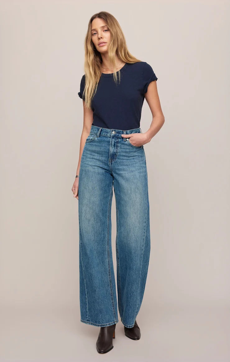 Z Supply The Head Turner High Rise Wide Leg Jean in Hush