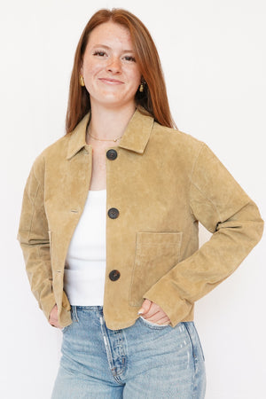 Blank NYC Suede Crop Jacket in Cinnamon Crunch