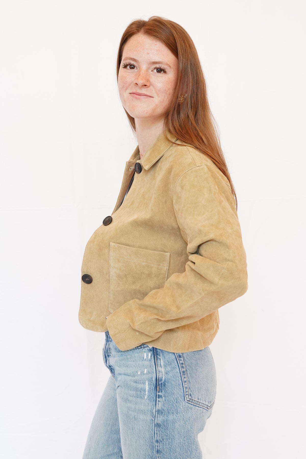 Blank NYC Suede Crop Jacket in Cinnamon Crunch