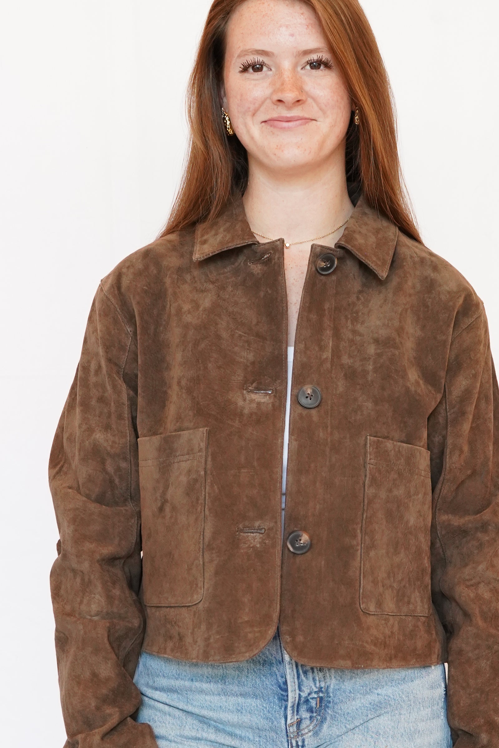 Blank NYC Suede Crop Jacket in Brown