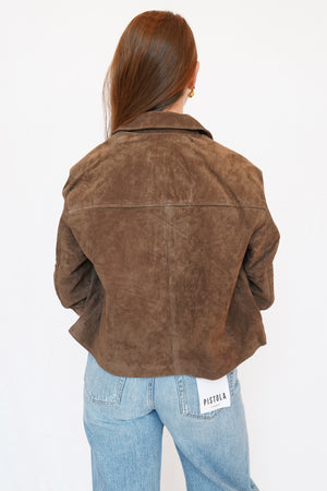 Blank NYC Suede Crop Jacket in Brown