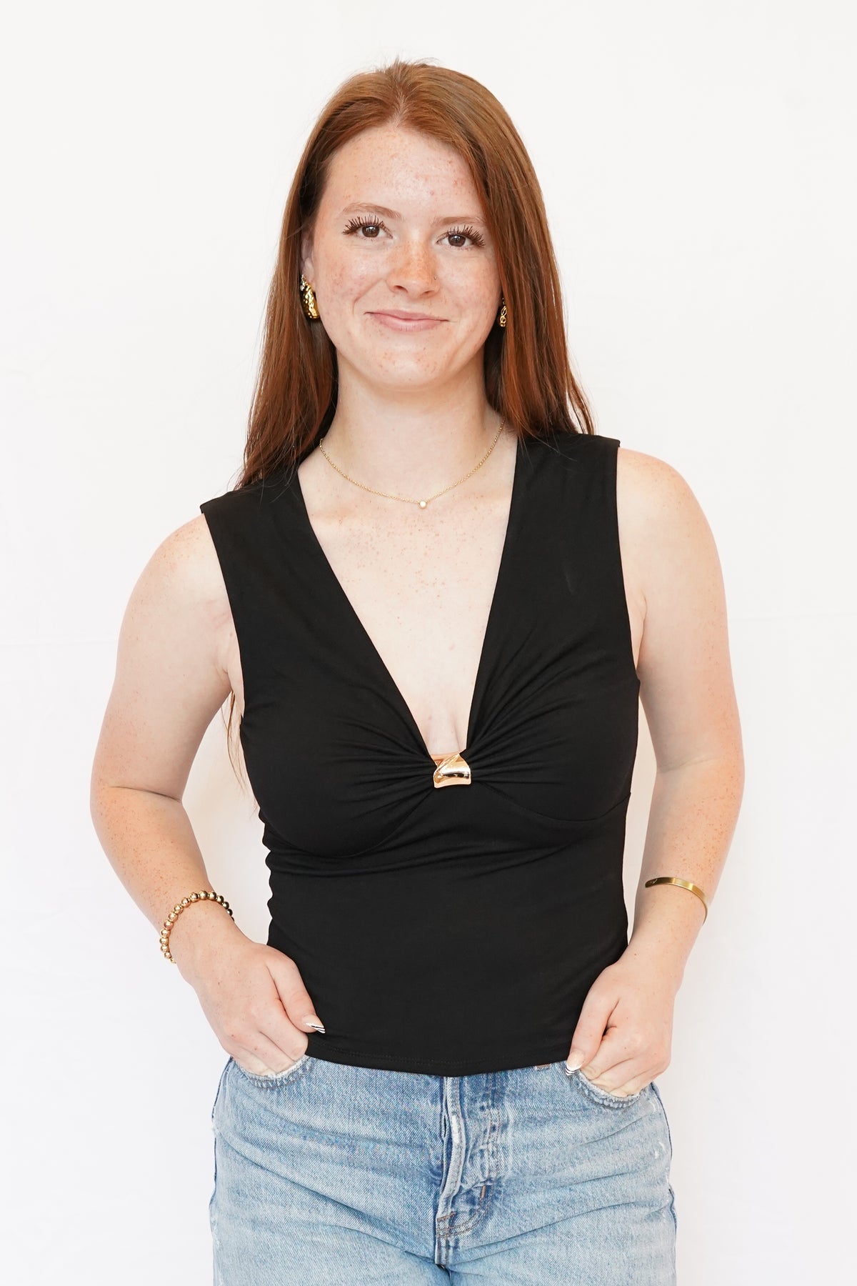ELODIE Shiloh Black Metal Top