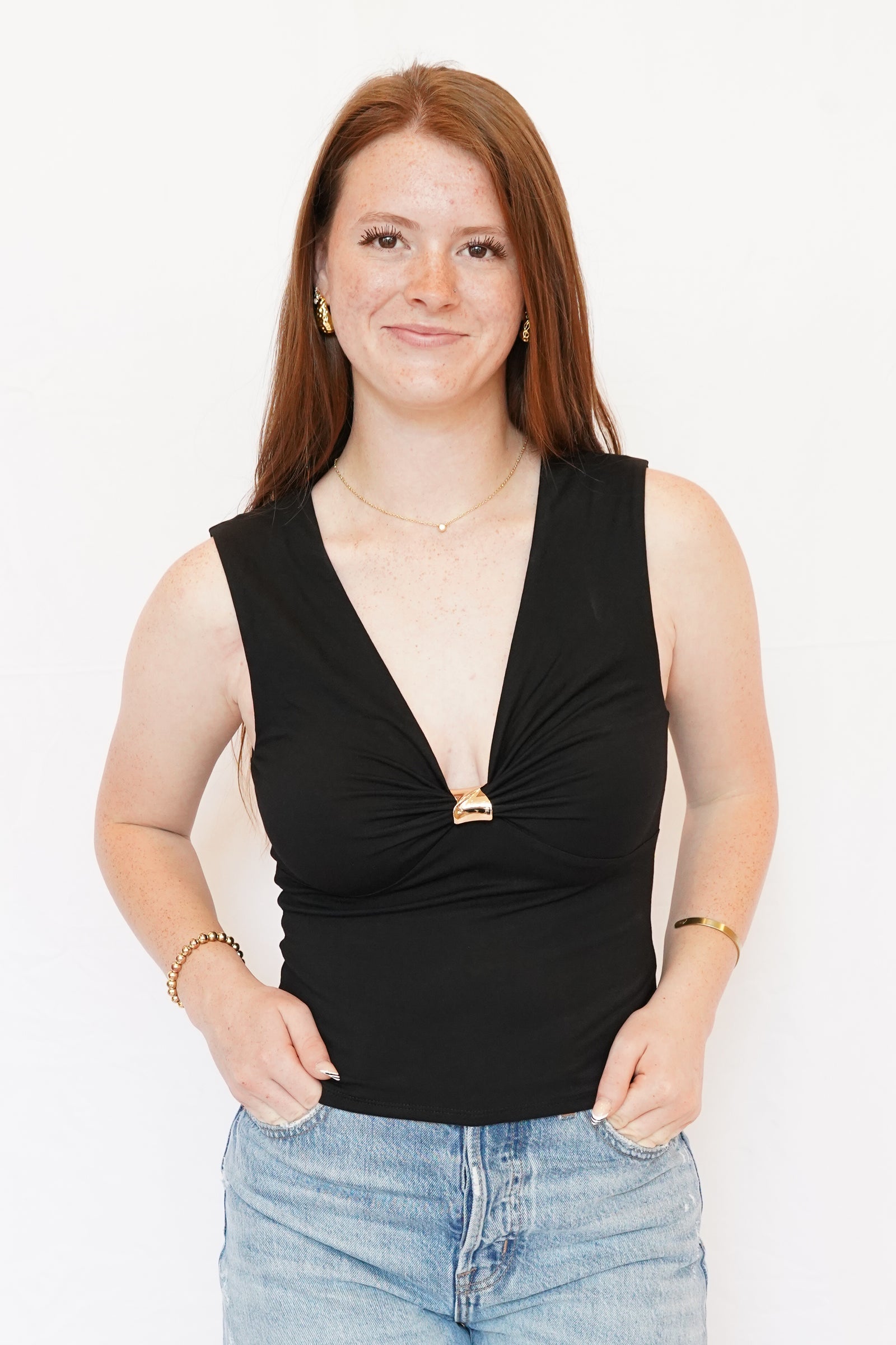ELODIE Shiloh Black Metal Top