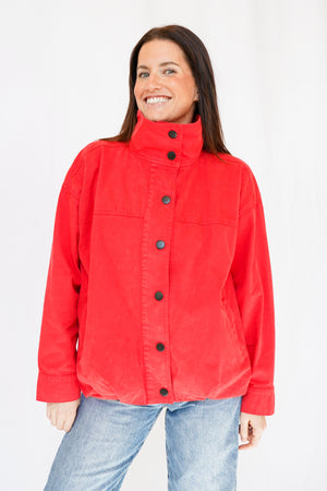Pistola Liberty Red Funnel Neck Jacket in Negroni