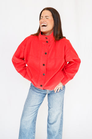 Pistola Liberty Red Funnel Neck Jacket in Negroni