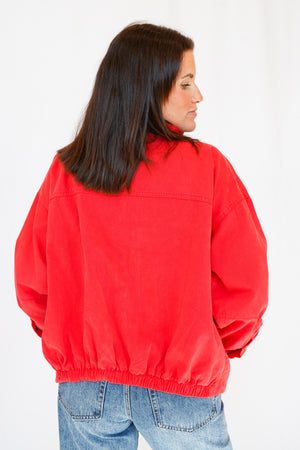 Pistola Liberty Red Funnel Neck Jacket in Negroni