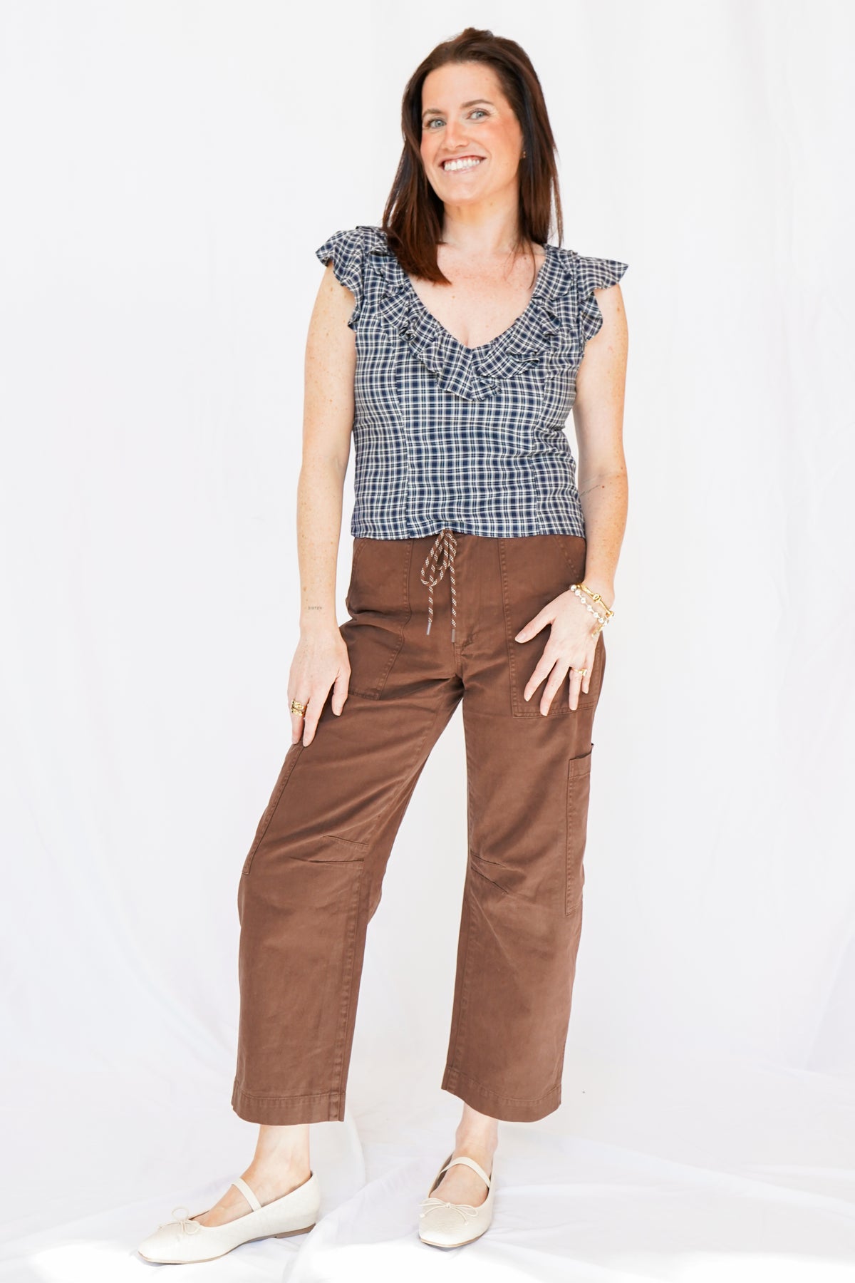 Pistola Sabrina Curved Utility Pants in  Brown Lindt