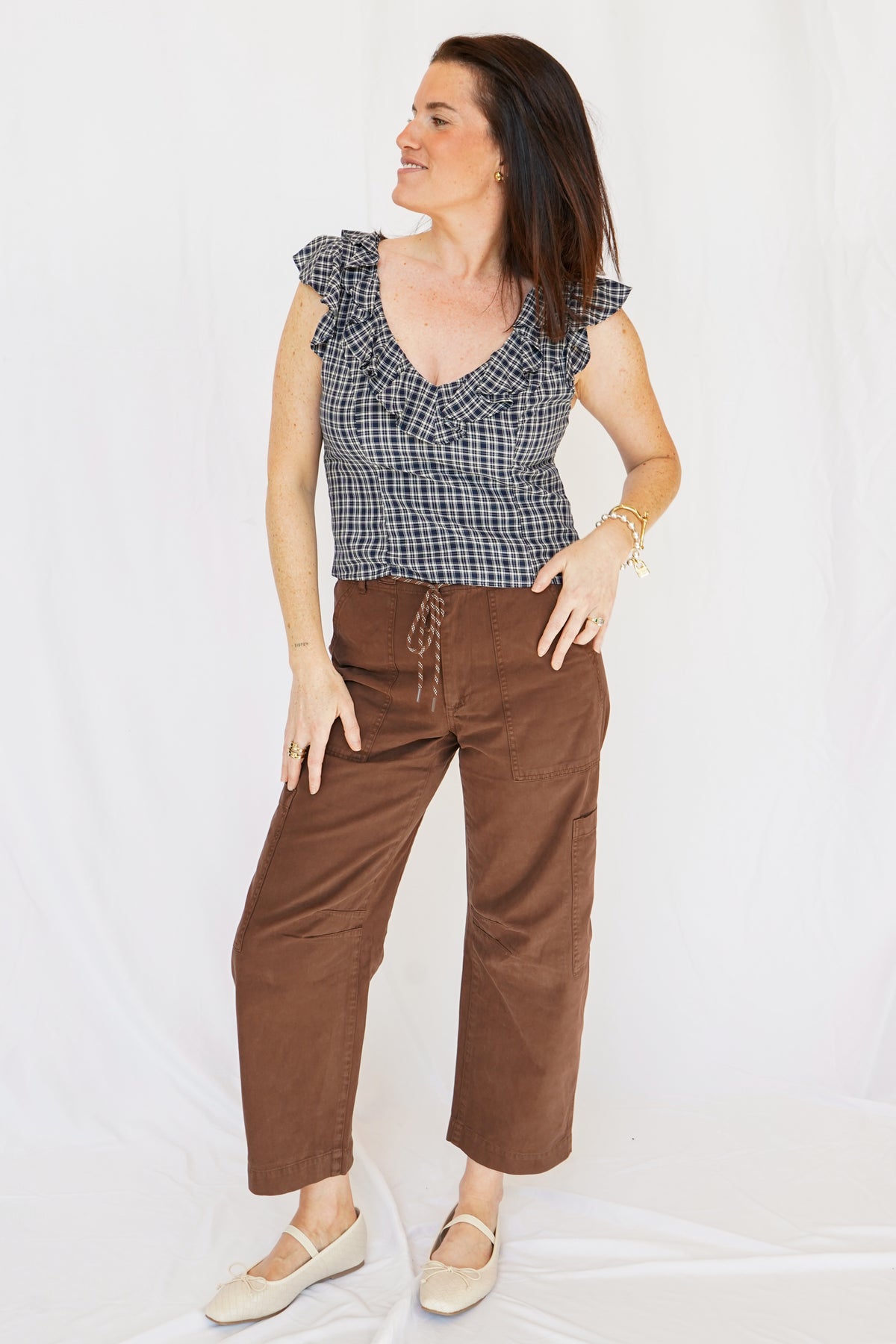 Pistola Sabrina Curved Utility Pants in  Brown Lindt