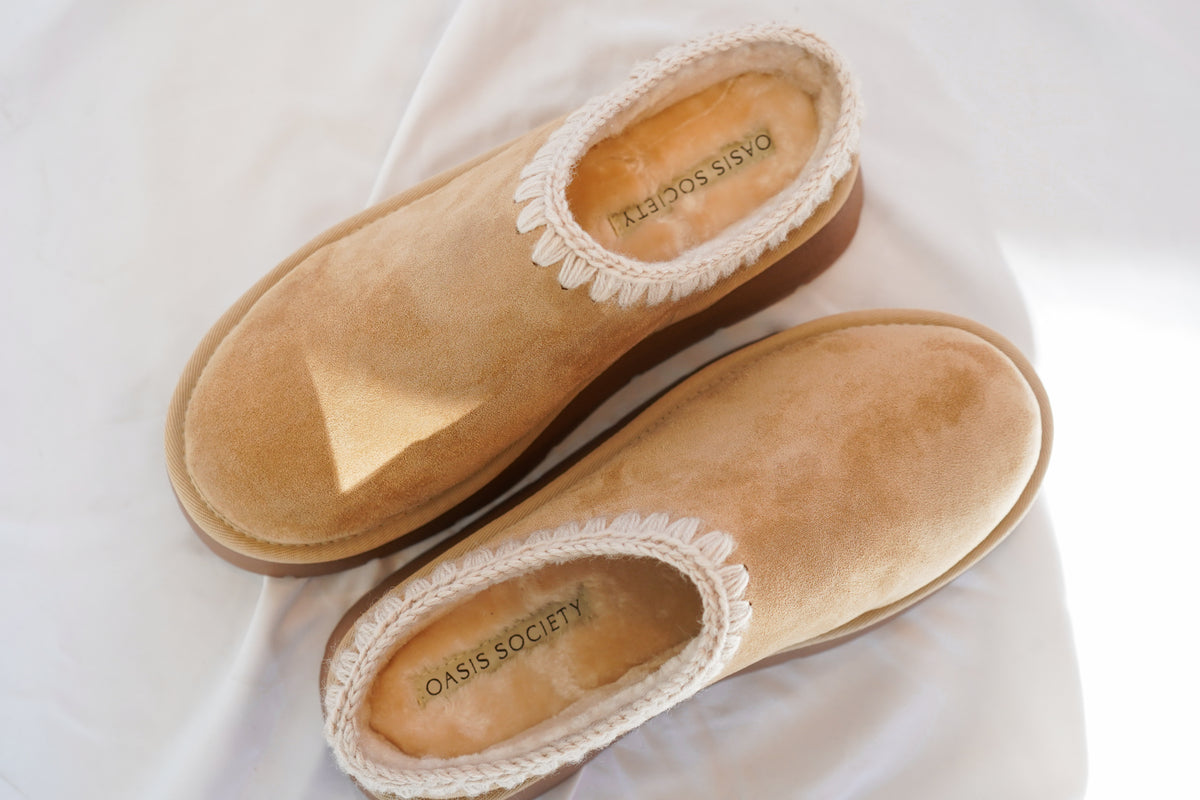 The Brandi Platform Slipper Mule in Almond