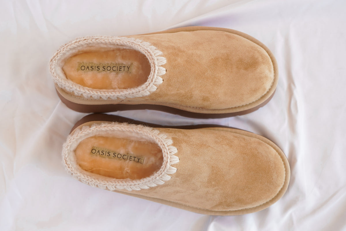 The Brandi Platform Slipper Mule in Almond