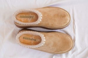 The Brandi Platform Slipper Mule in Almond