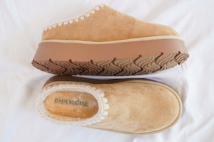 The Brandi Platform Slipper Mule in Almond